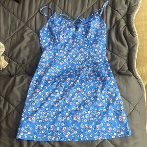 Source Unknown Blue Floral Mini Dress